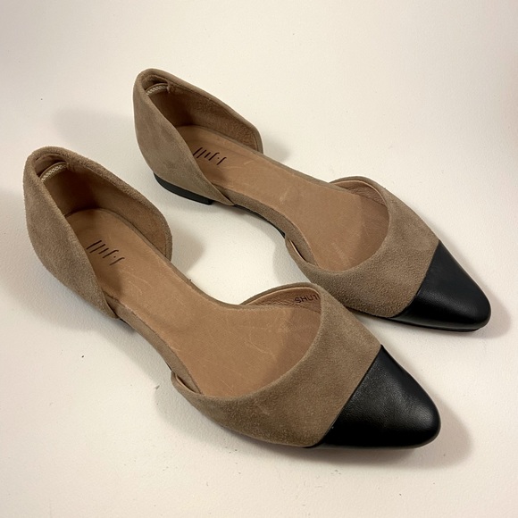 J. Jill Shoes - J. Jill Suede Leather Cap Toe D'Orsay flats black tan black dress shoes 6.5